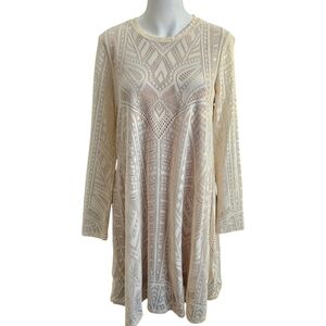 BCBG Maxazaria Swing‎ Dress In Gorgeous Cream Lace & Lined Size S